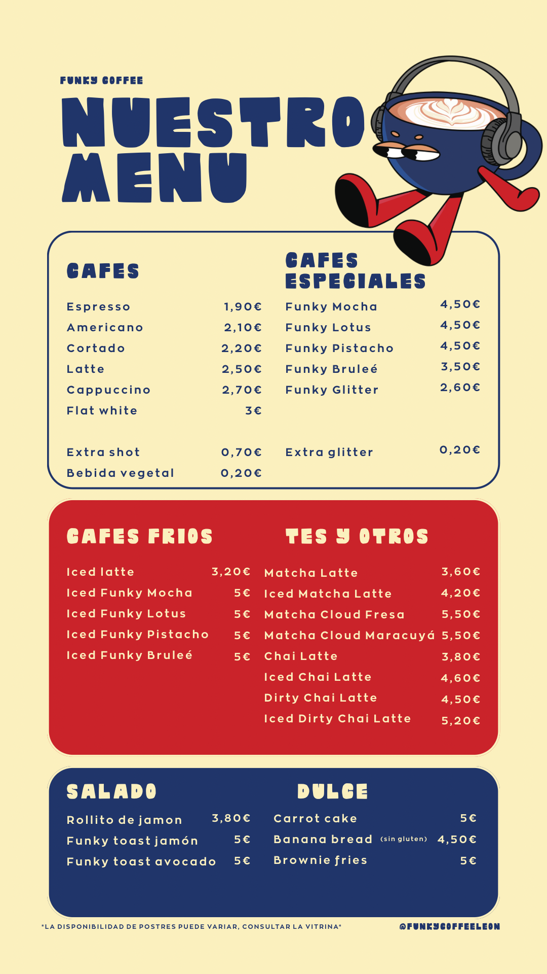 Carta completa de Funky Coffee